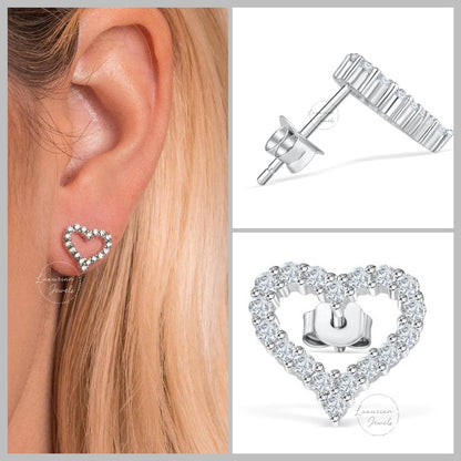 0.36 CT Heart Shape Dainty Diamond Stud Earrings