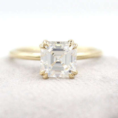 14k Asscher Cut Lab Created Solitaire Ring