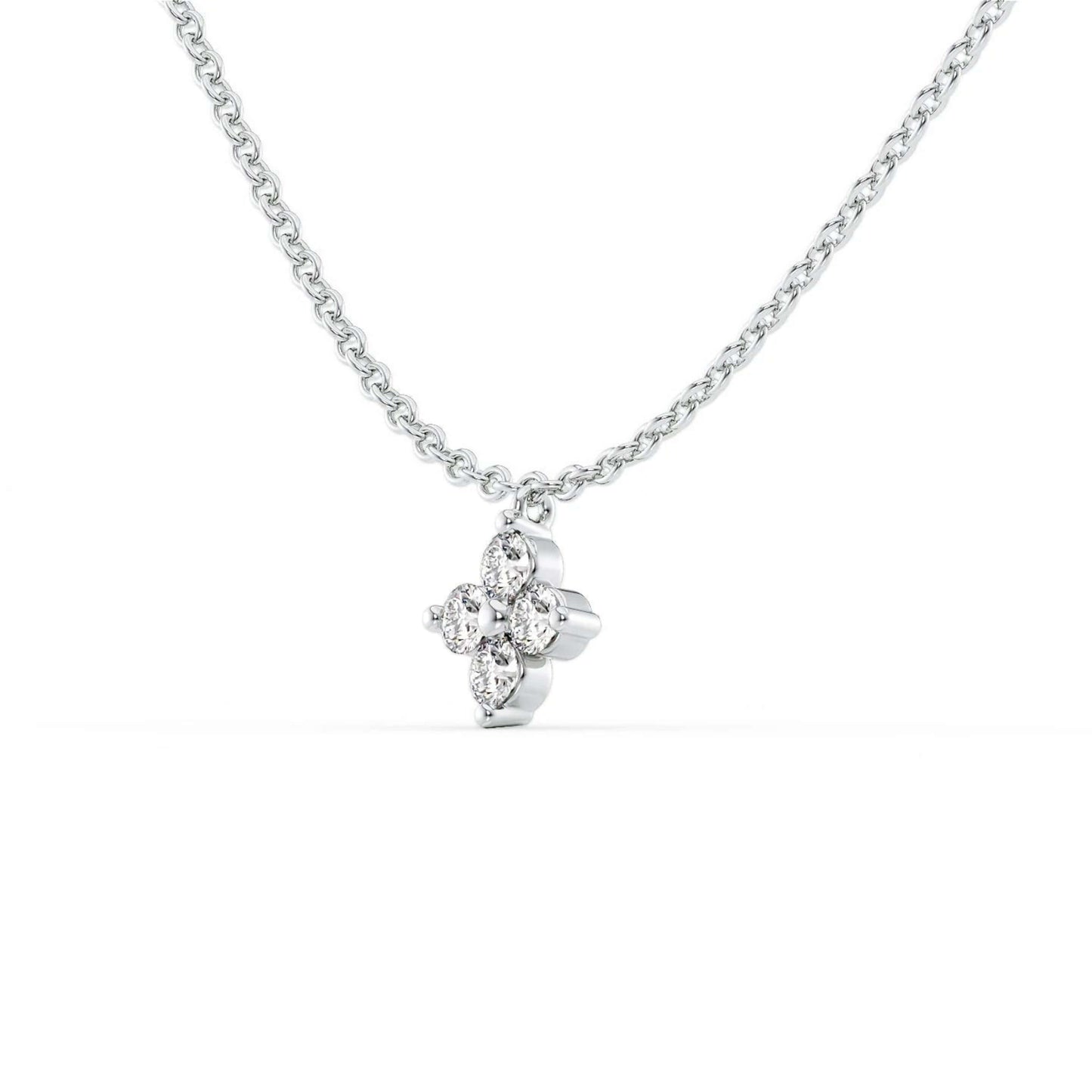 14k Dainty Diamond Clover Pendant Necklace