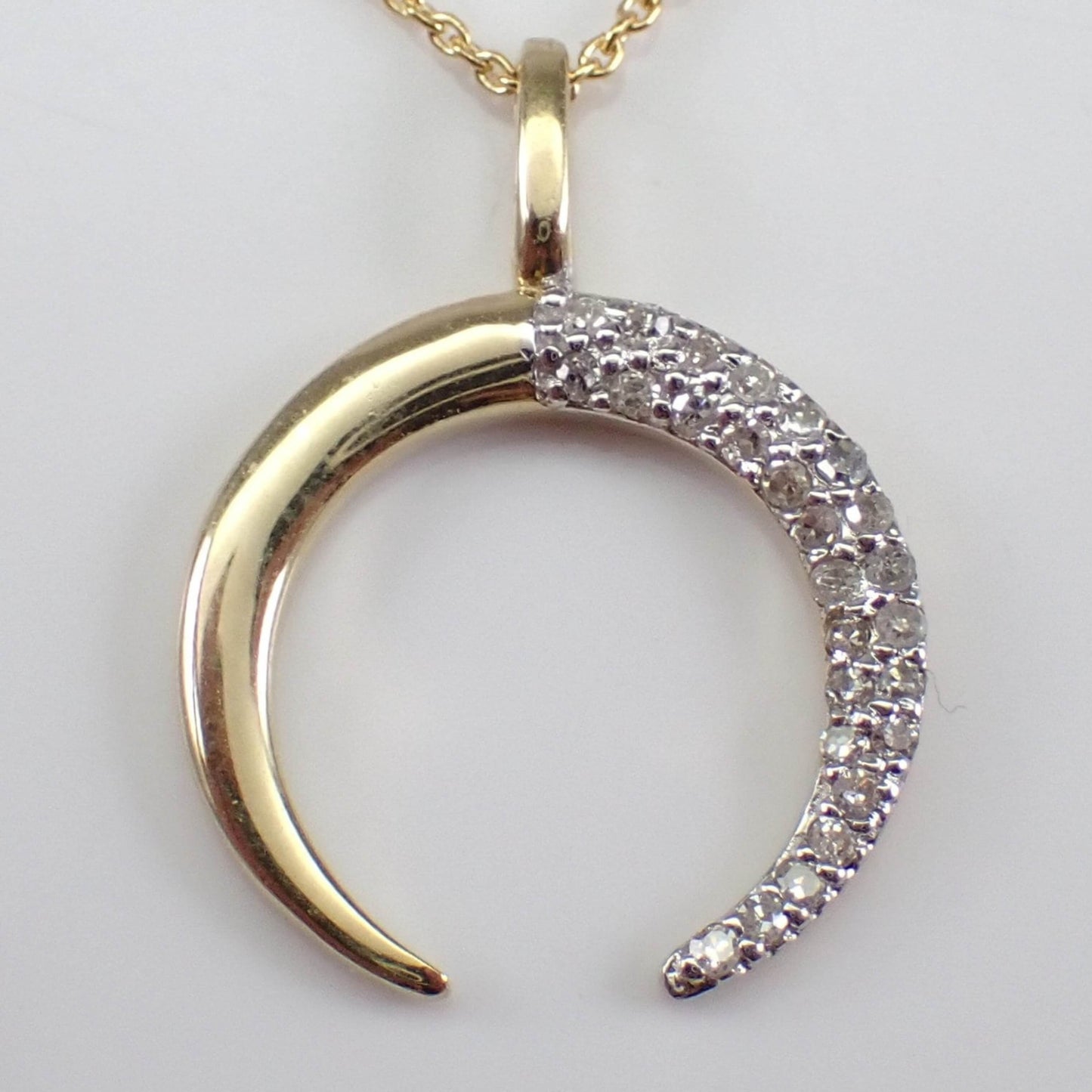 14k Diamond Crescent Necklace