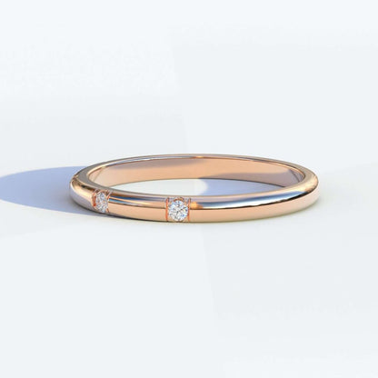 14k Distance Diamond Wedding Band