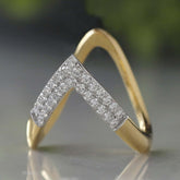 14k Gold Curved Diamond Wedding Band