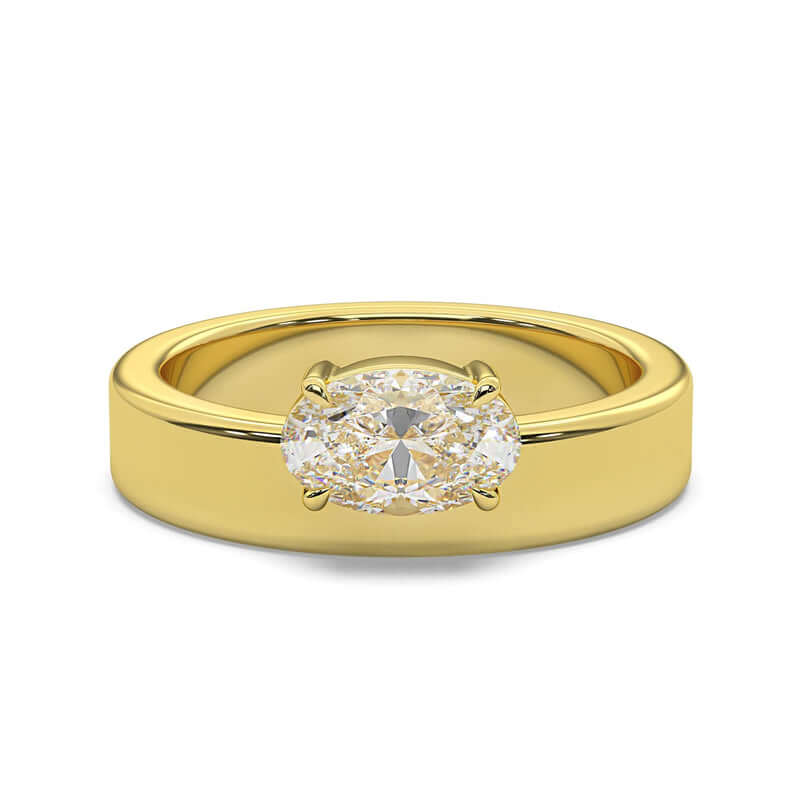 14k Gold Diamond Oval Cut Ring