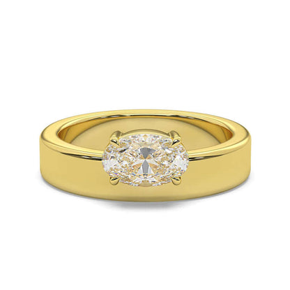 14k Gold Diamond Oval Cut Ring