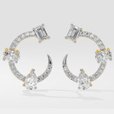 14k Solid Gold Emerald Cut Diamond Earrings 