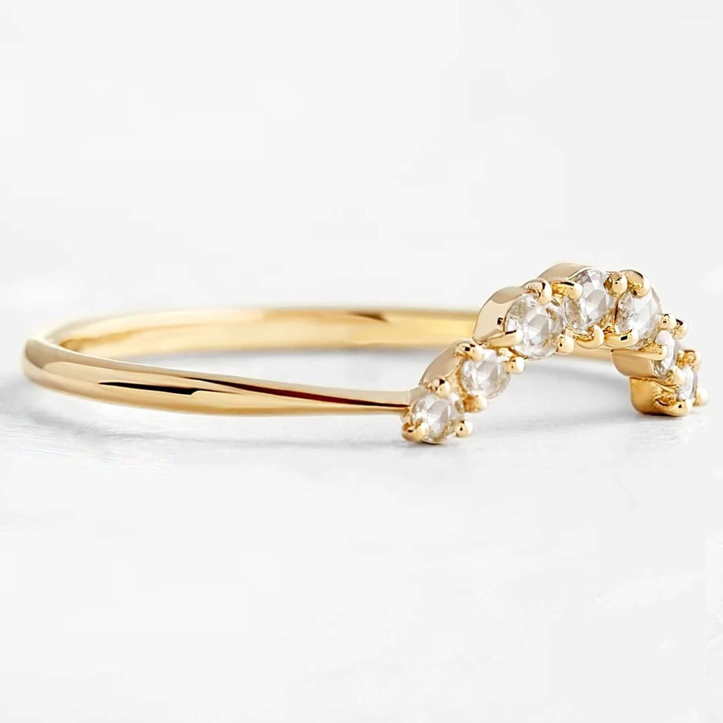 14k Solid Gold Long Curved Ring