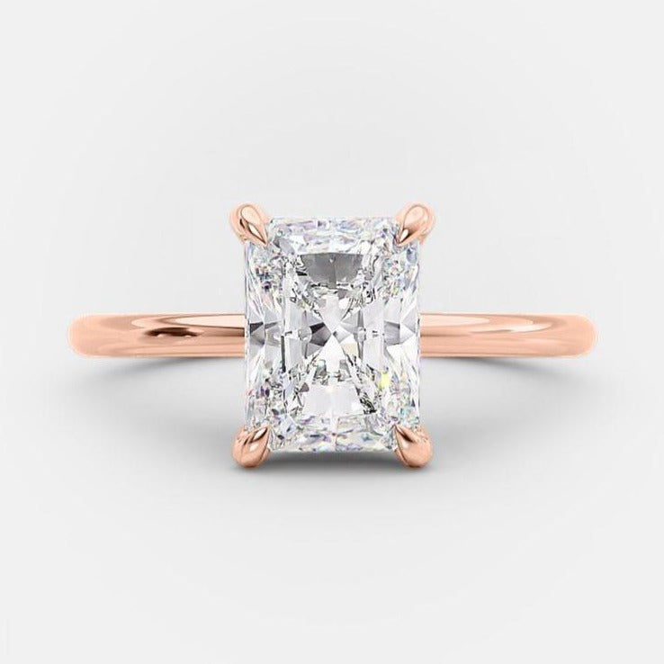 14k Solid Gold Radiant Cut Engagement Ring
