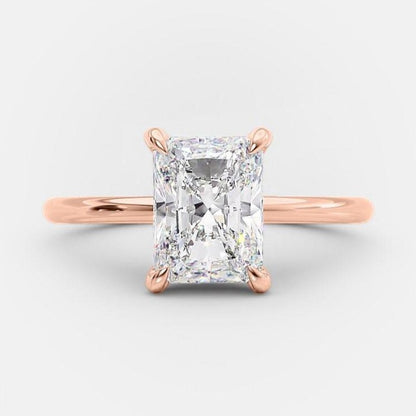 14k Solid Gold Radiant Cut Engagement Ring
