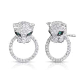 14k White Gold Diamond Panther earrings studs