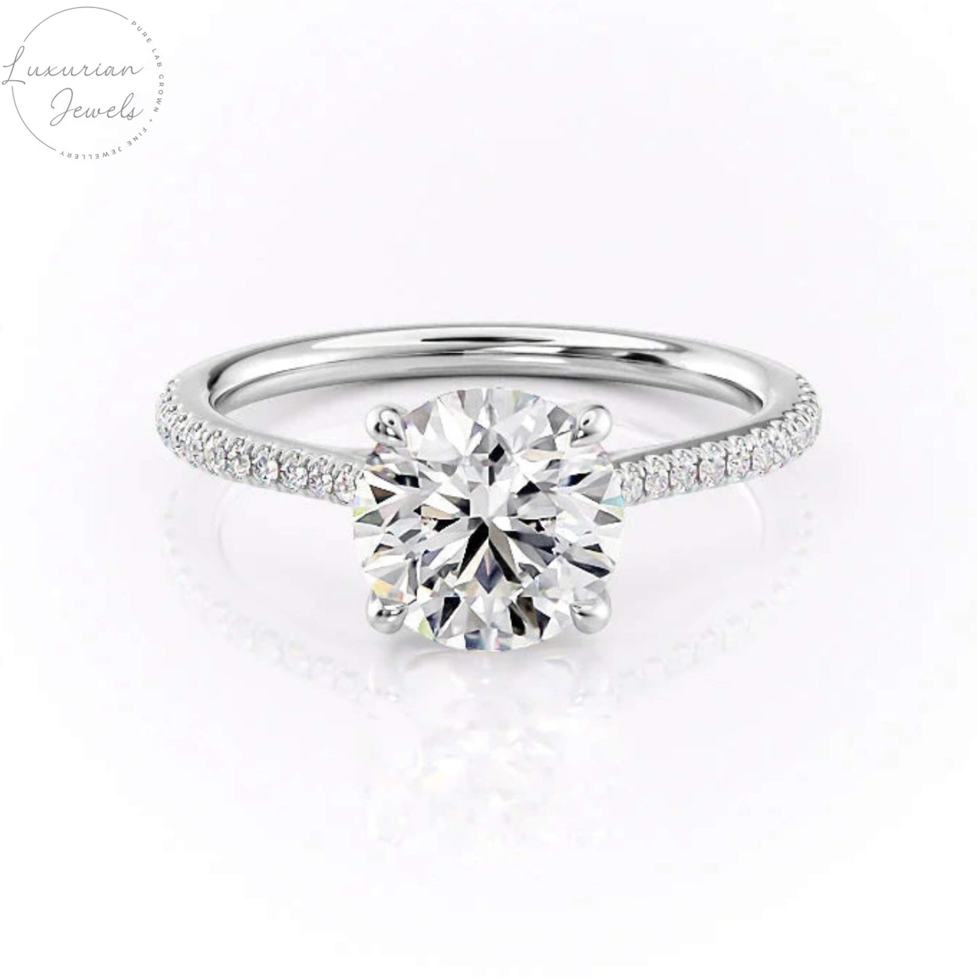 14kt Gold Moissanite Diamond Round Solitaire Ring