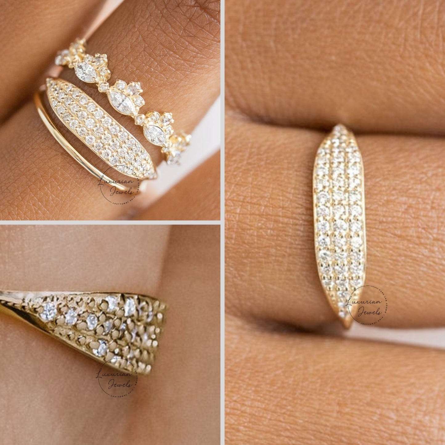 Three Row Round Cut Diamond Anniversary Ring