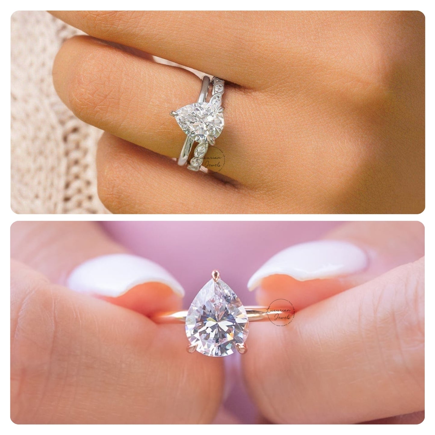 Pear Shaped Lab Grown Engagement Ring