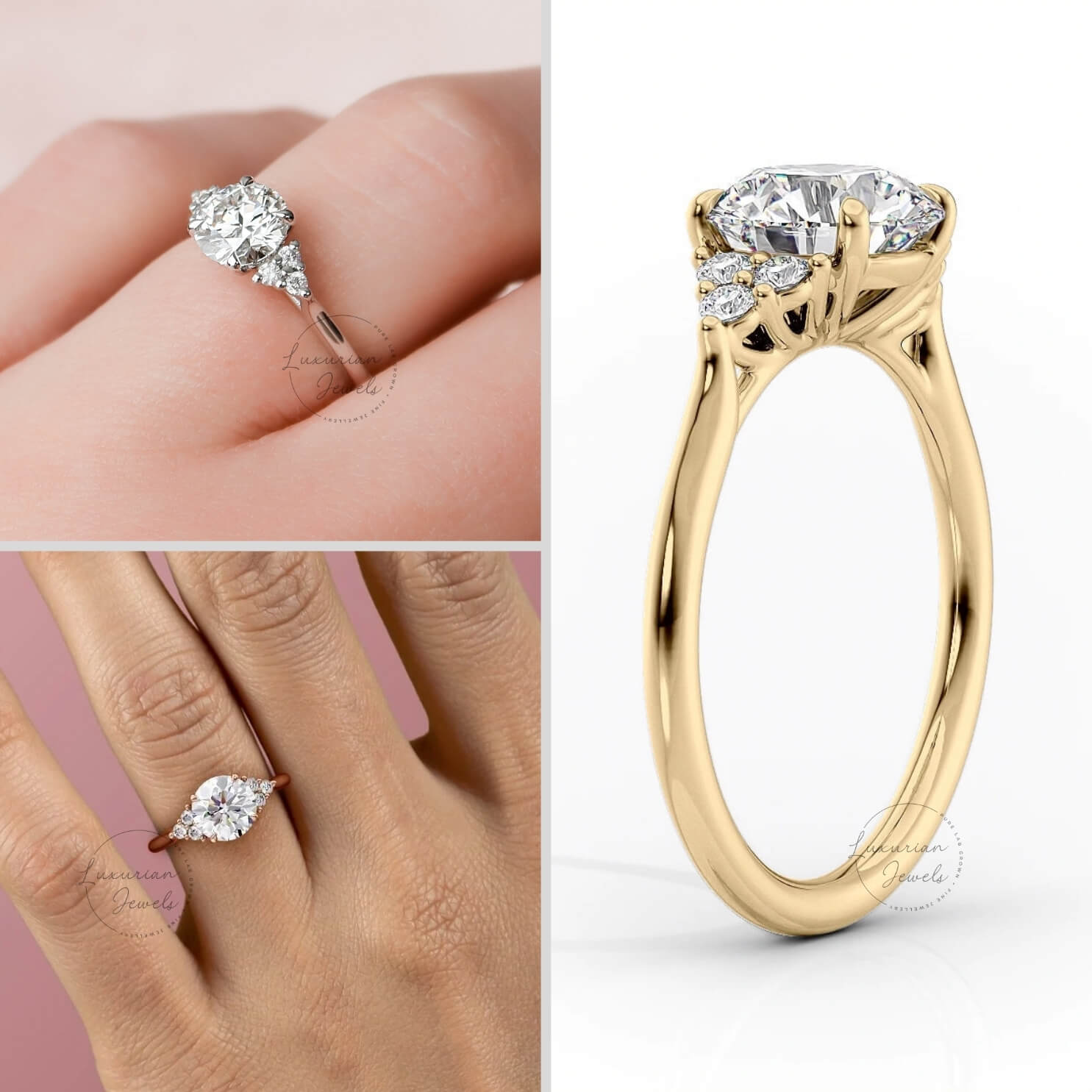 Round Cut Lab Grown Diamond Engagement Ring