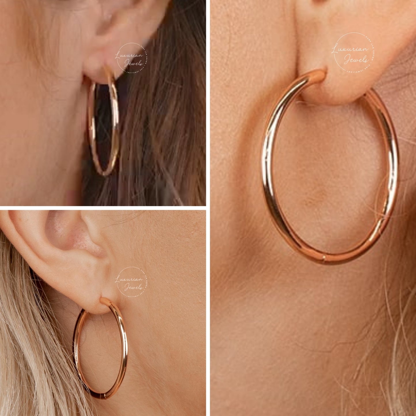 14k Solid Gold Dainty Round Hoop Earrings