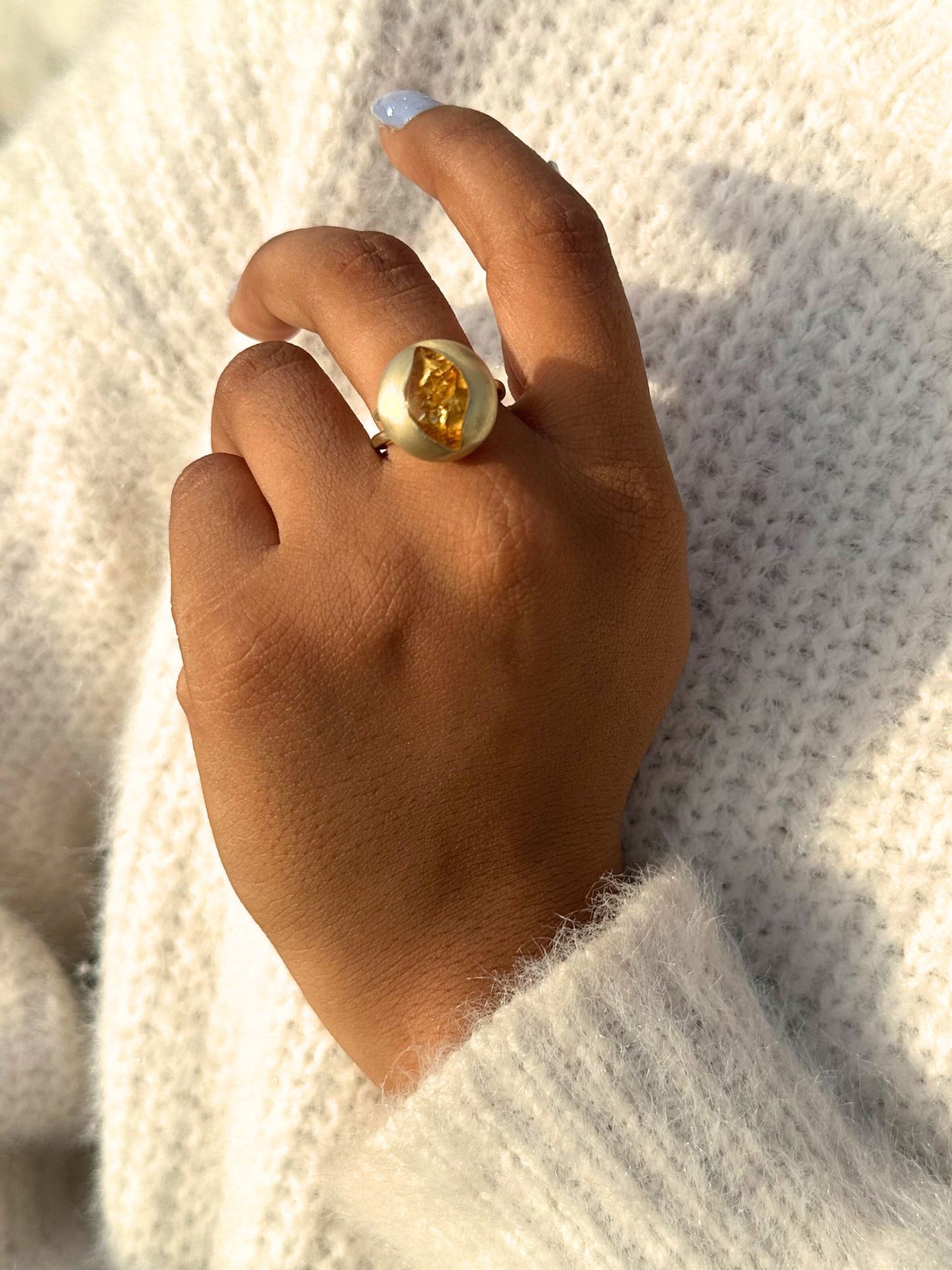 Beautiful Amber Sterling Silver Ring