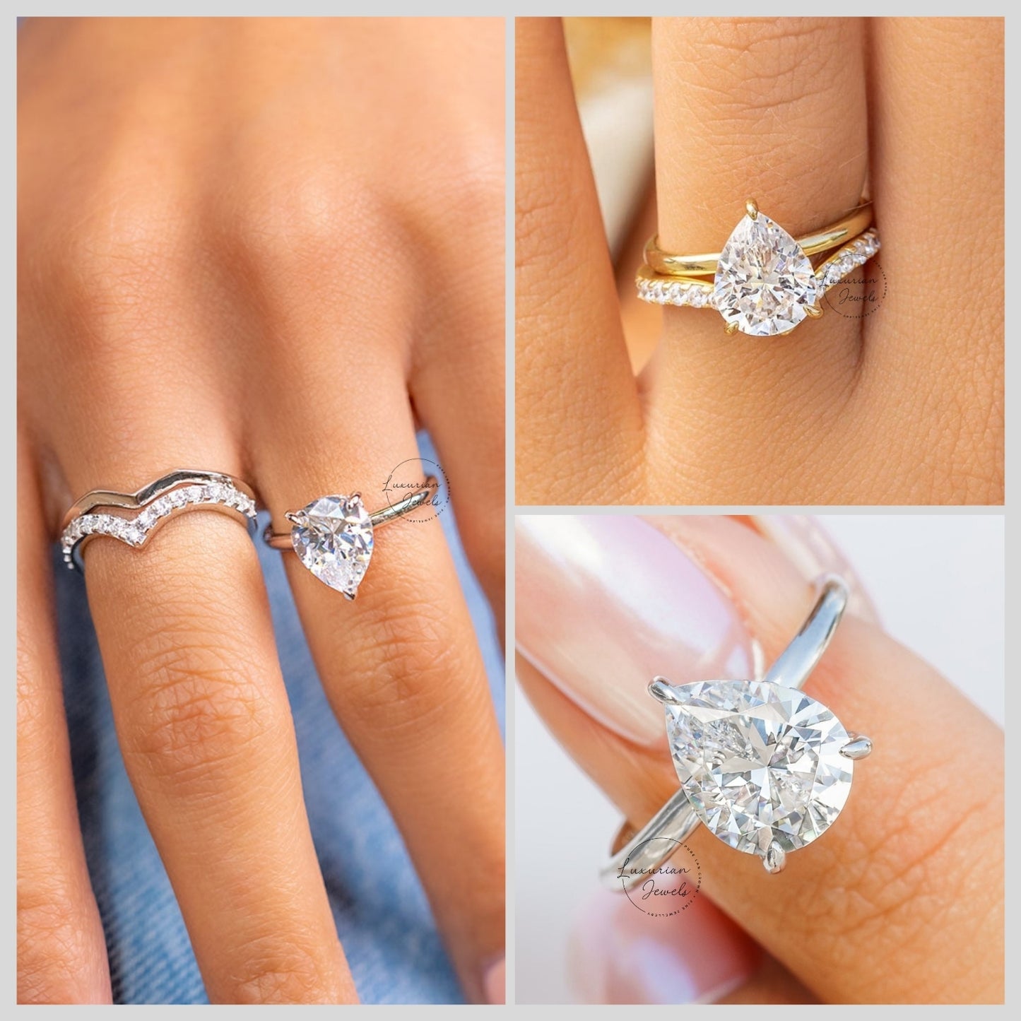 Pear Shaped Lab Grown Engagement Ring