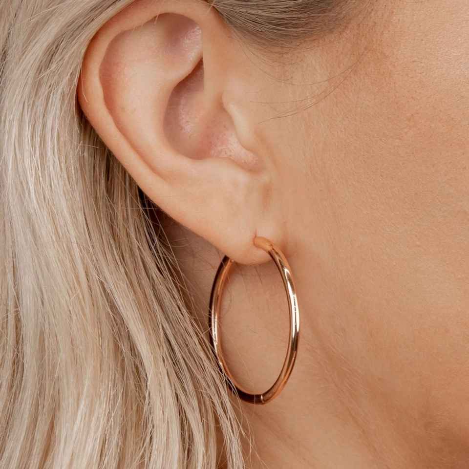 18K Gold Round Hoop Earring