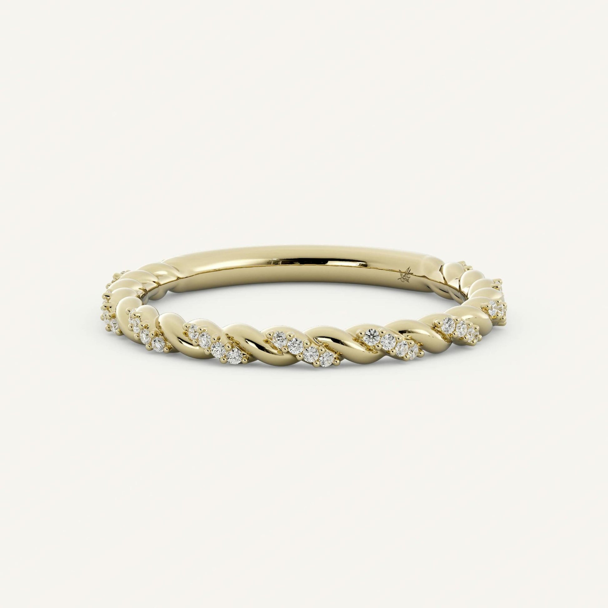 18K Diamond Twisted Rope Wedding Band