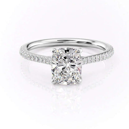 18K Elongated Cushion Cut  Diamond Ring