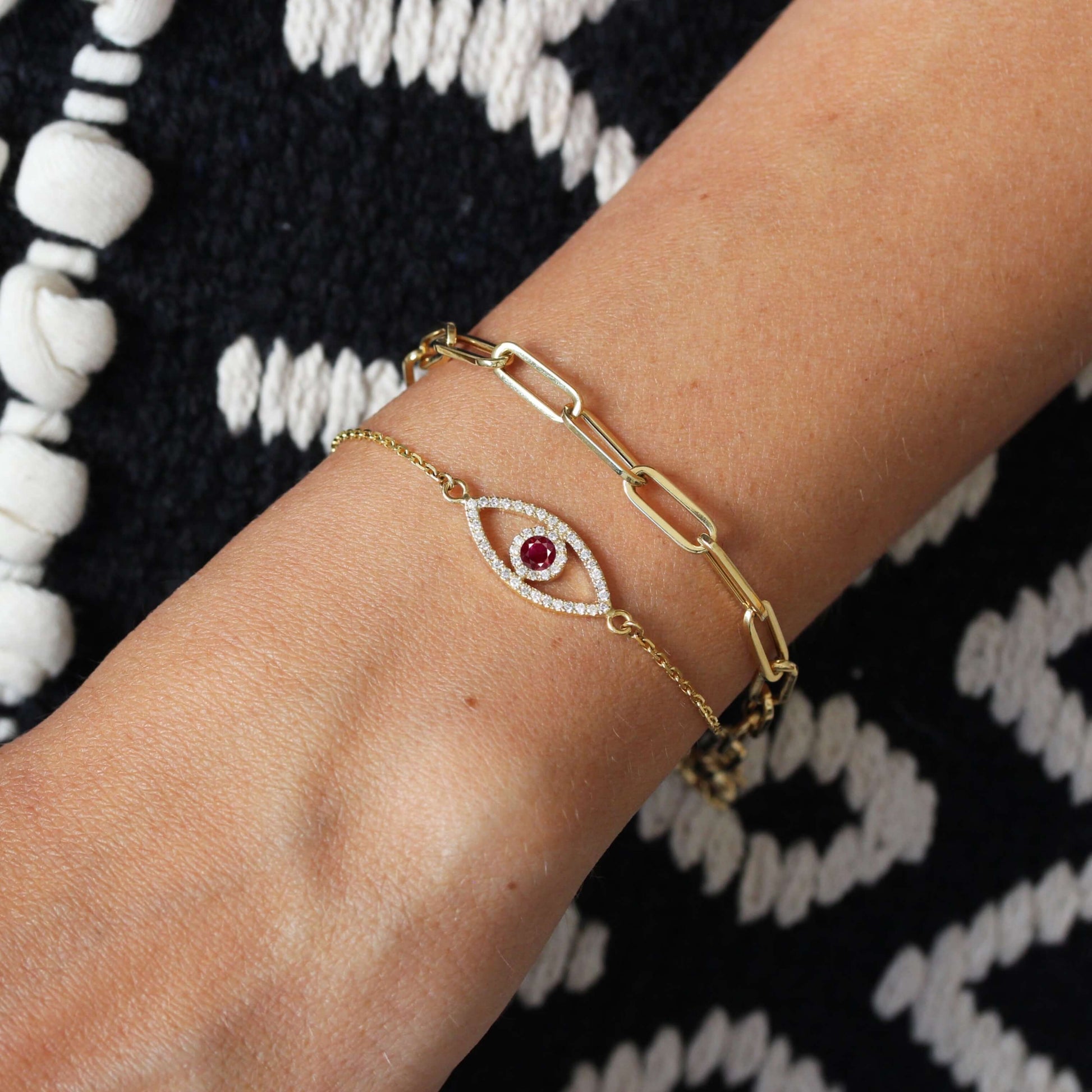 18K Evil Eye Birthstone Diamonds Bracelet