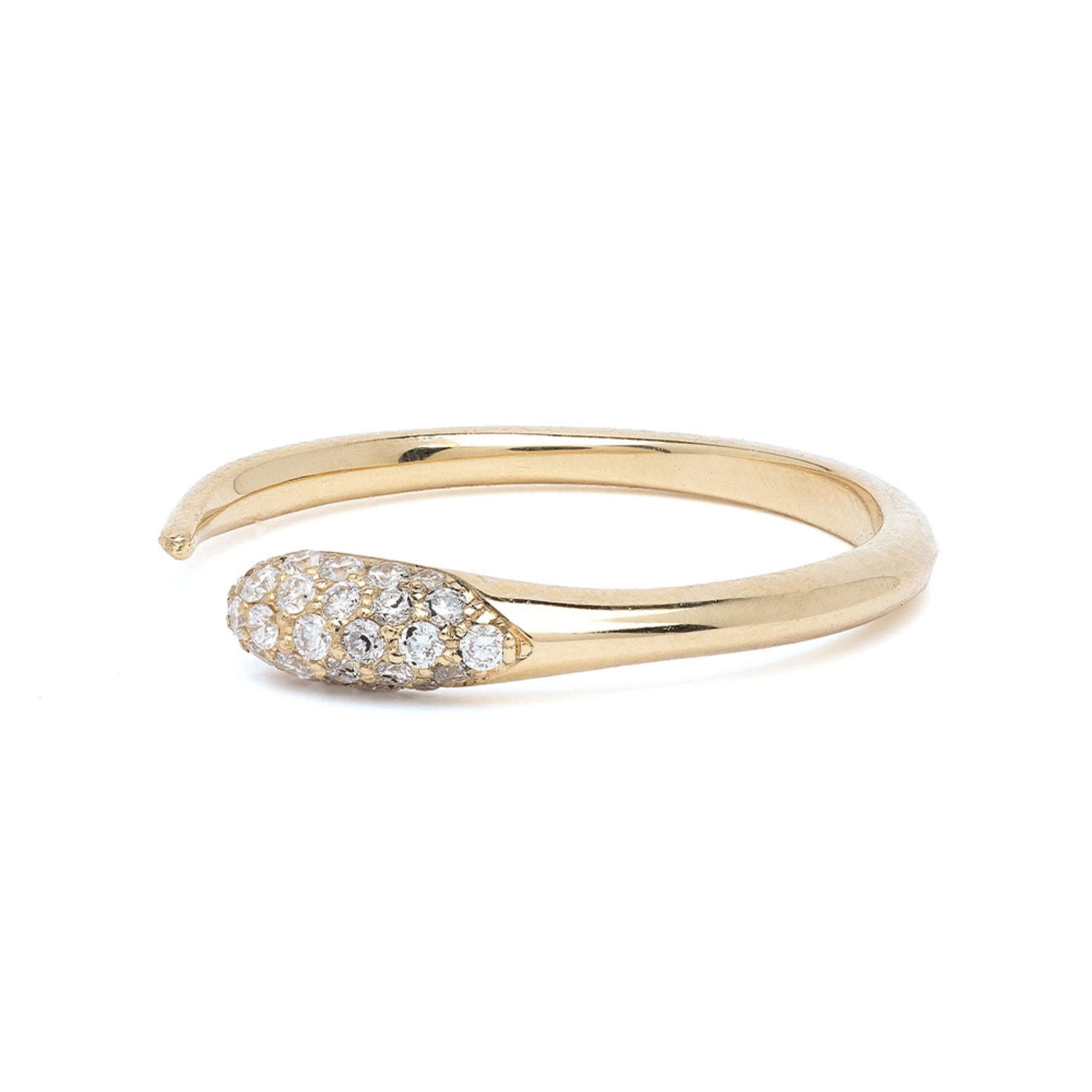 18K Gold Diamond Open Cuff Band