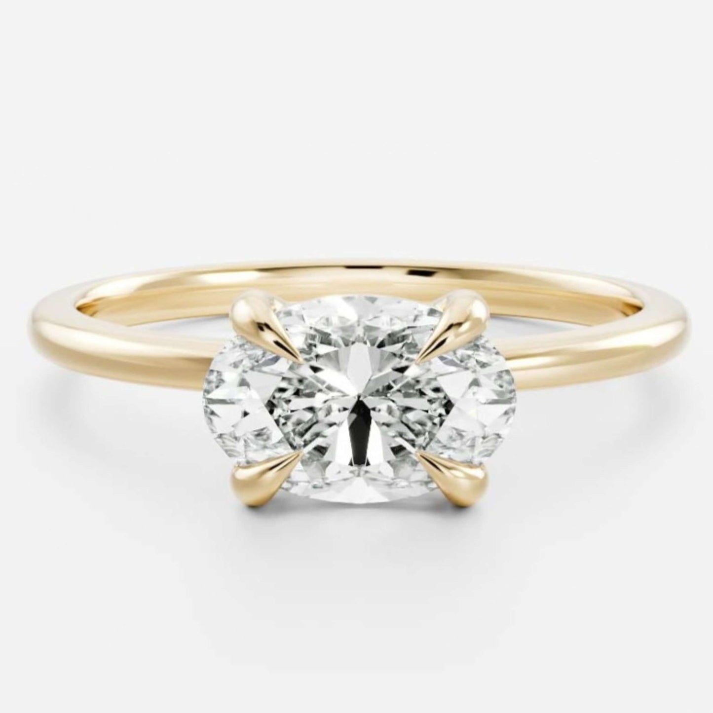 18K Gold East-West Oval Solitaire Proposal Ring