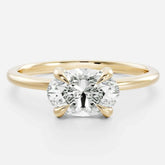 18K Gold East-West Oval Solitaire Proposal Ring