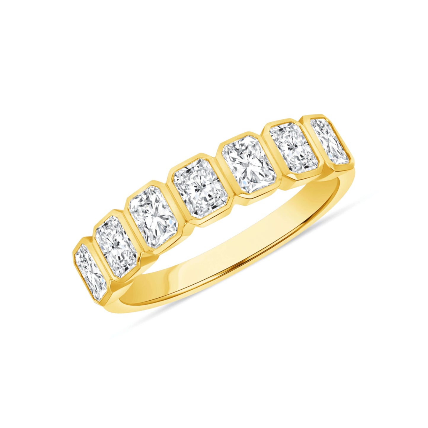 18K Radiant Cut Bezel Set Moissanite Band