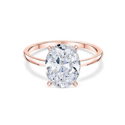 18K Rose Gold Oval Cut Diamond Ring