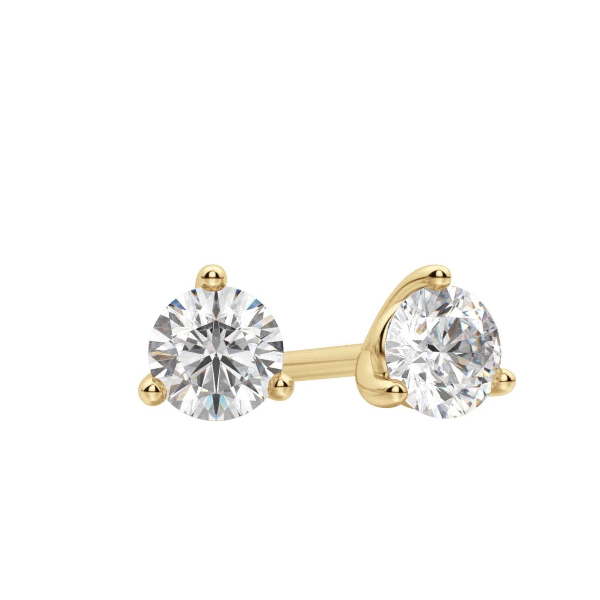 18K Solid Gold Diamond Stud Earring