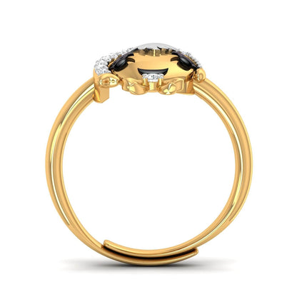 18K Solid Gold Round Cut Ring