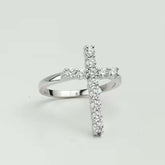 18K White Gold Cross Stackable Ring