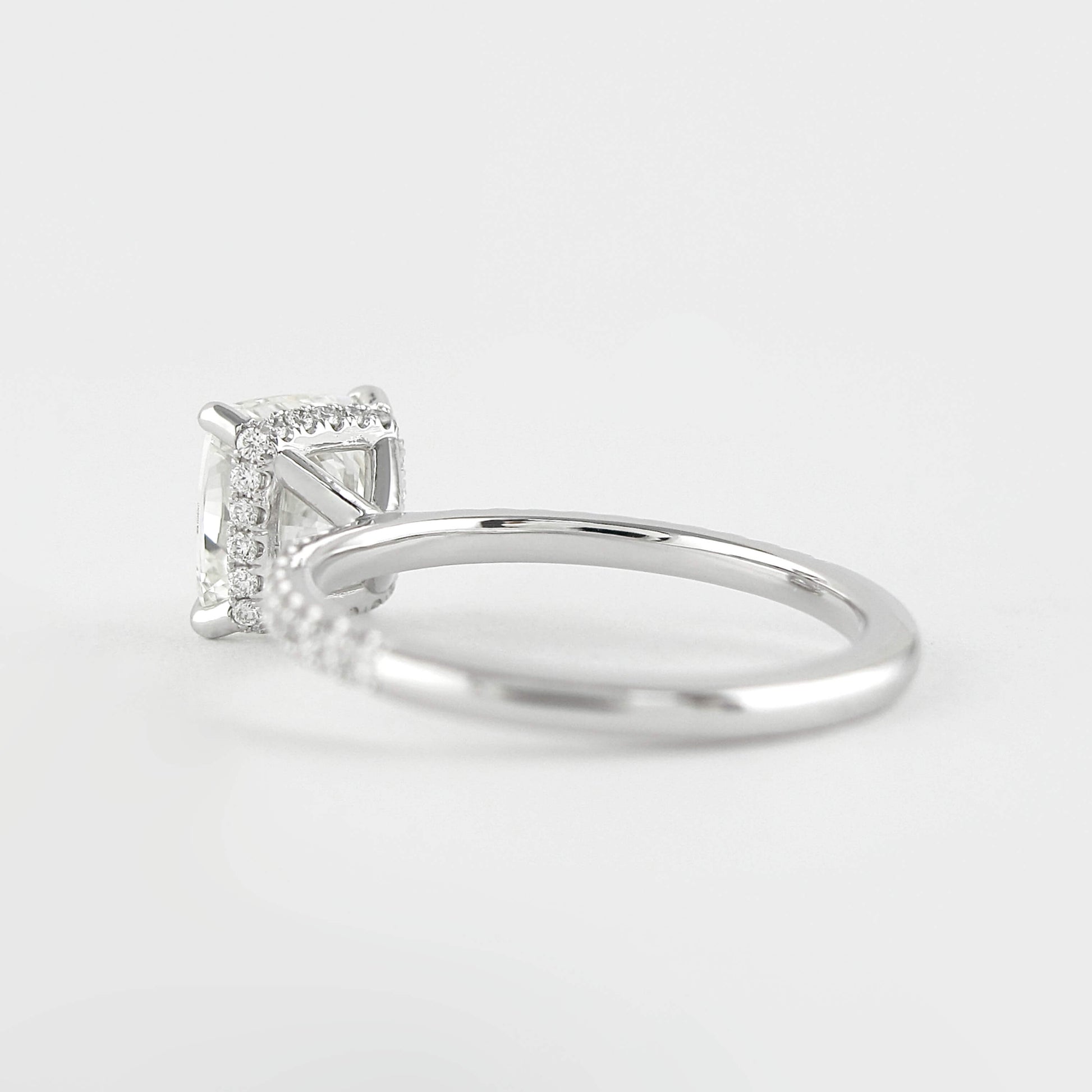 18K White Gold Cushion Cut Engagement Ring