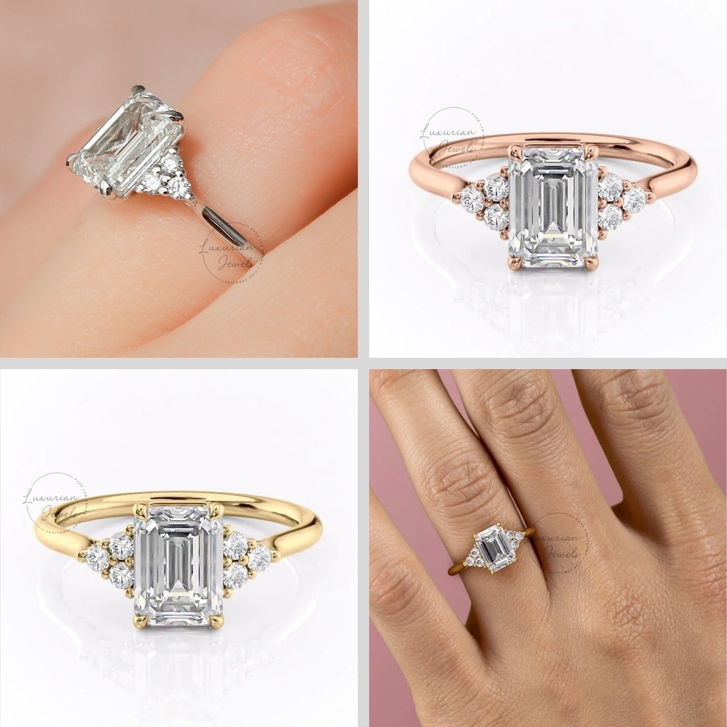 Emerald Cut Lab Grown Diamond Vintage Ring