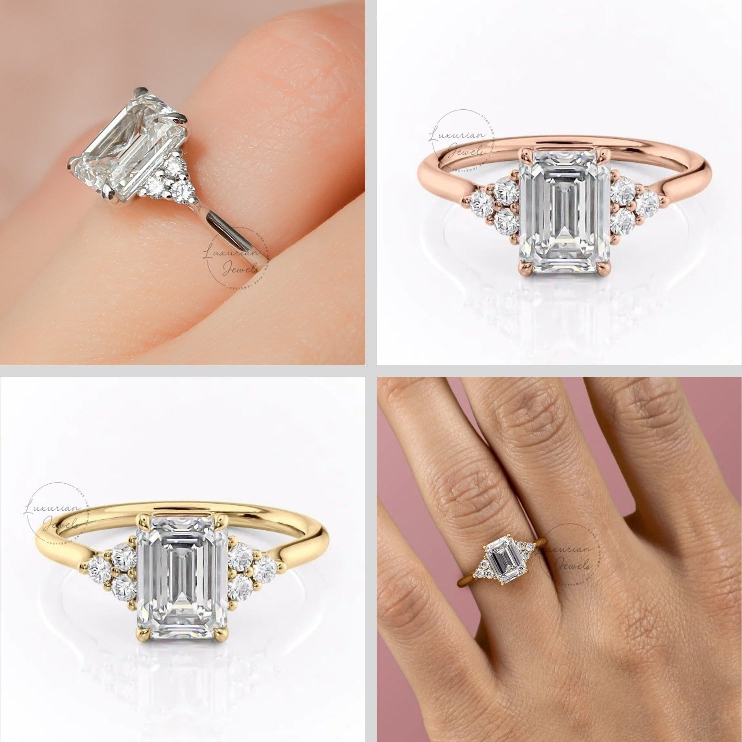 Emerald Cut Lab Grown Diamond Vintage Ring