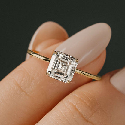 18k Asscher Cut Engagement Ring