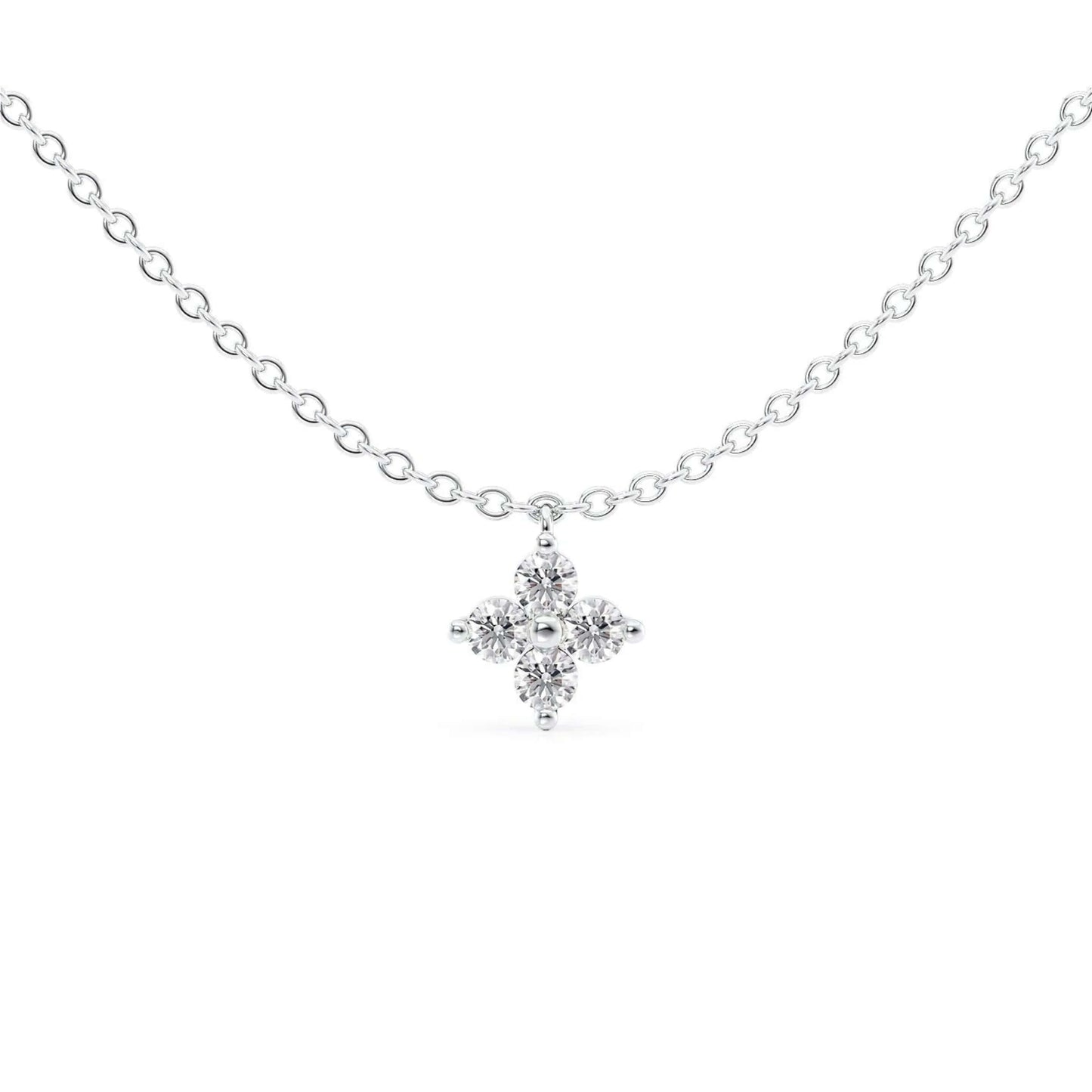 18k Dainty Diamond Clover Pendant Necklace