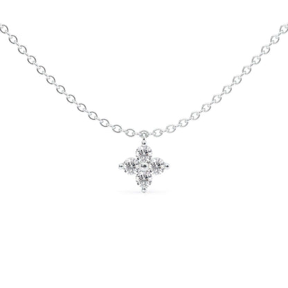 18k Dainty Diamond Clover Pendant Necklace