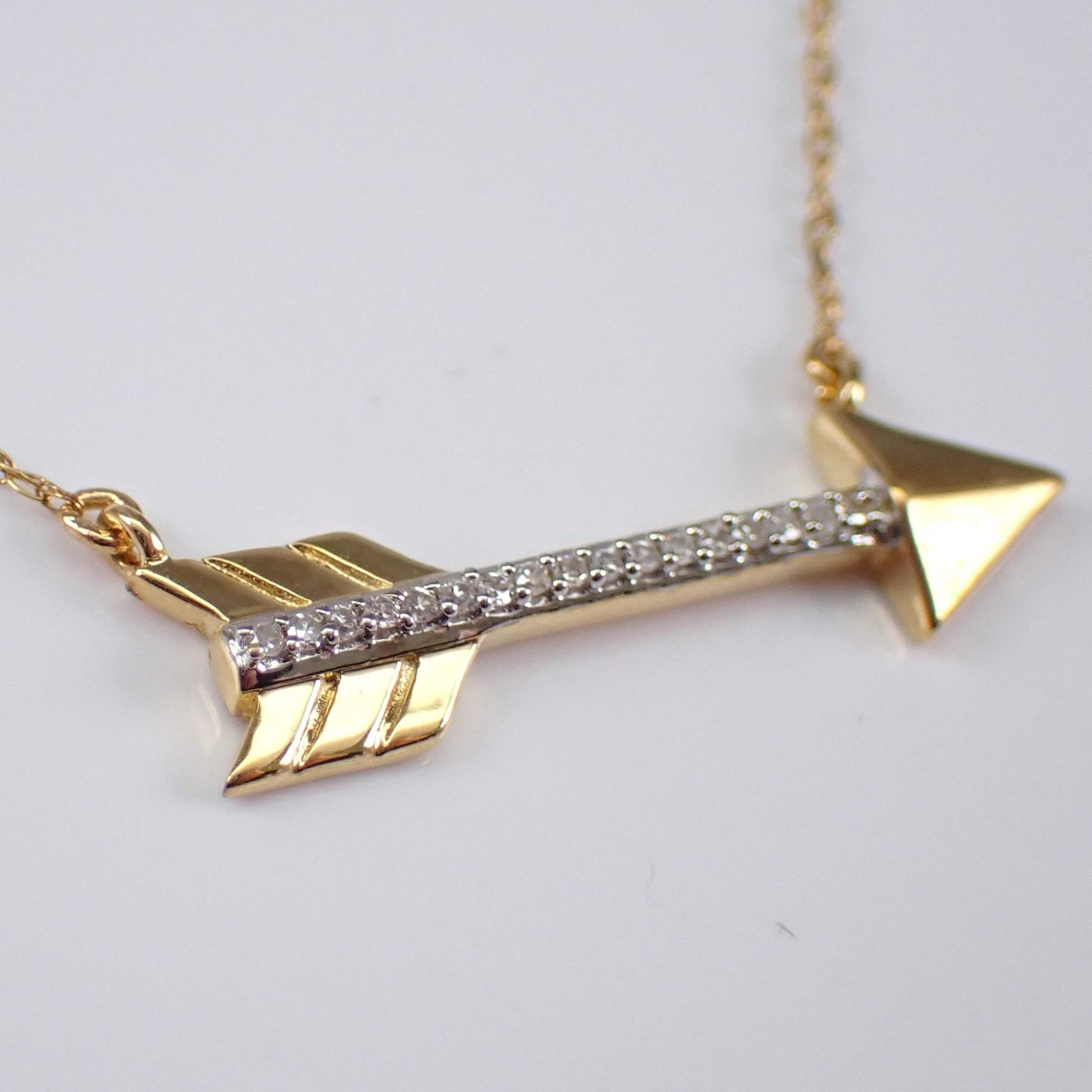 18k Gold Diamond Arrow Charm Pendant