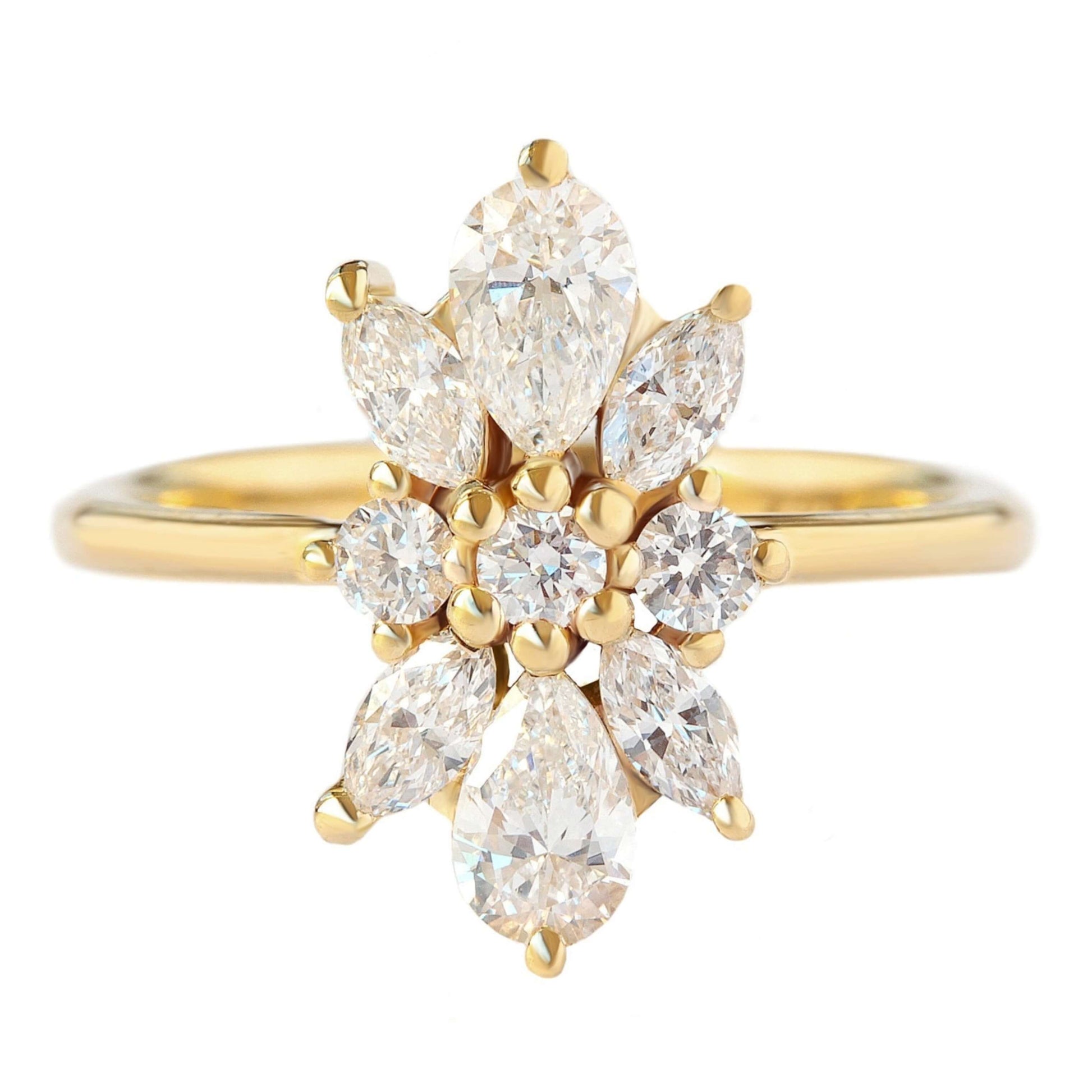 18k Gold Flower Engagement Ring