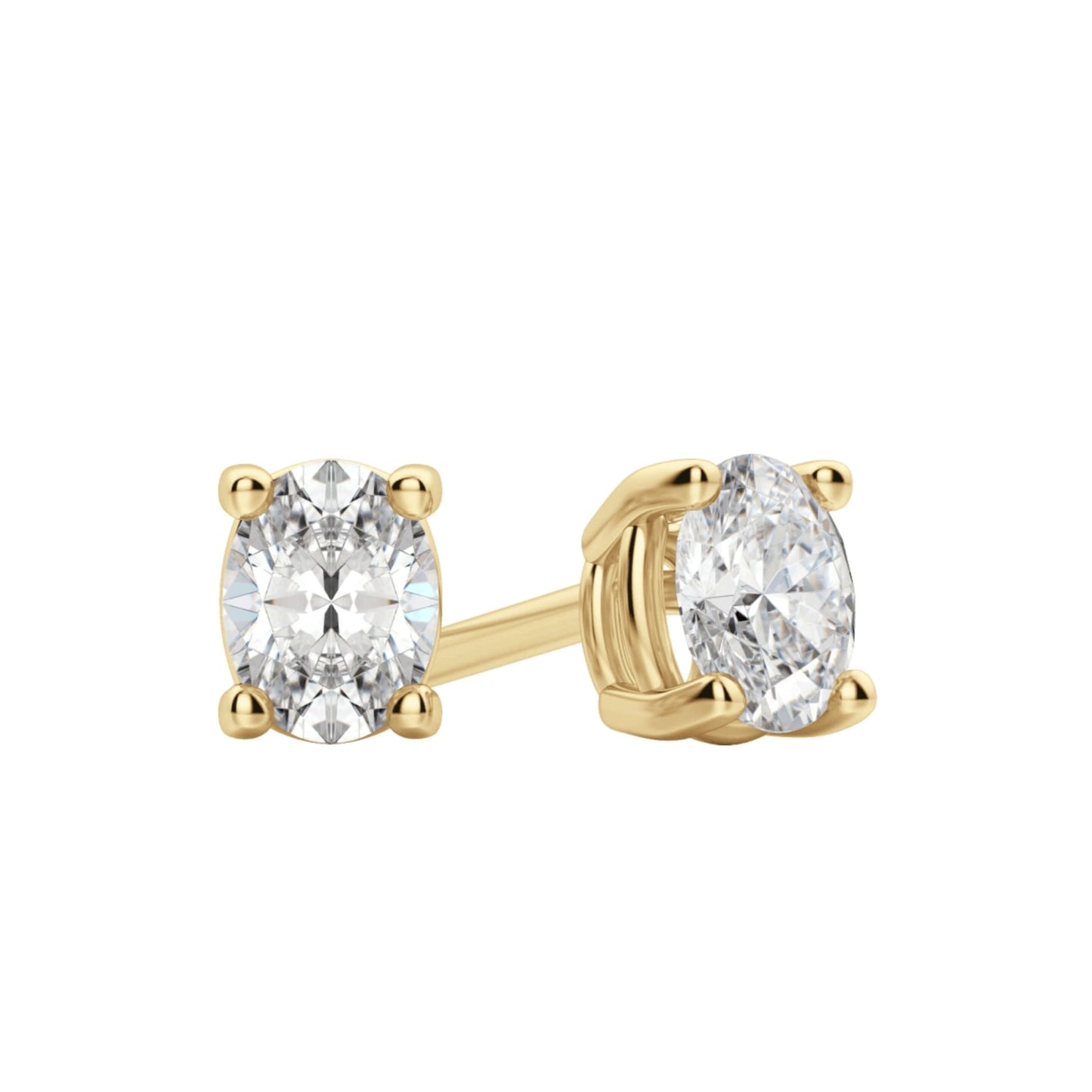 18k Gold Oval Diamond Stud Earrings