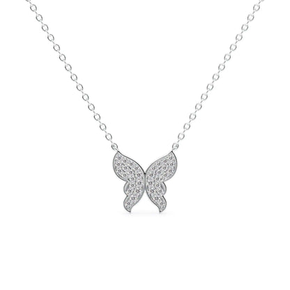 18k Gold Pave Diamond Butterfly Pendant Necklace