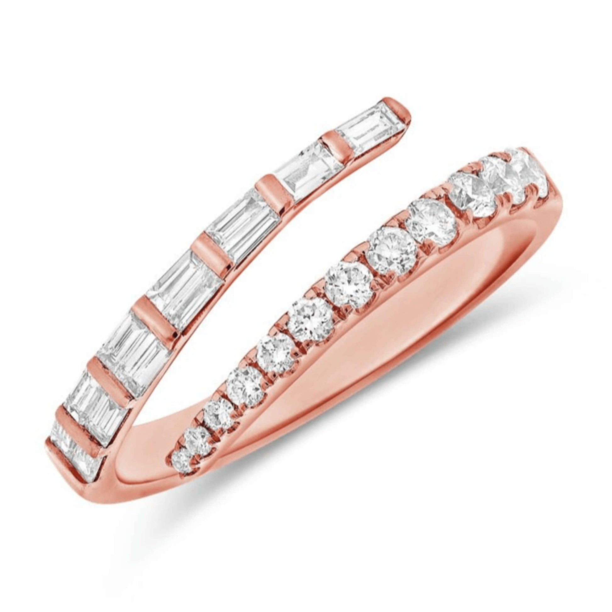 18k Mix Baguette and Round Diamond Ring