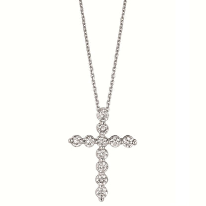 18k Round Cut Diamond Dainty Cross Necklace