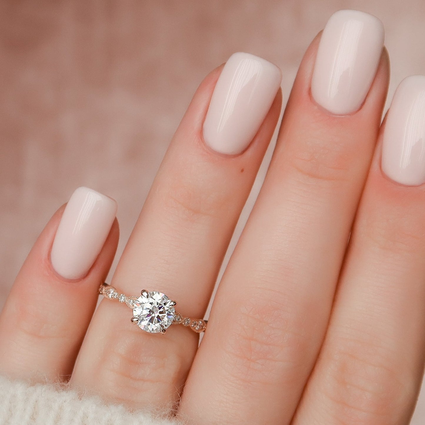 Round Cut Prong Set Solitaire Accent Ring
