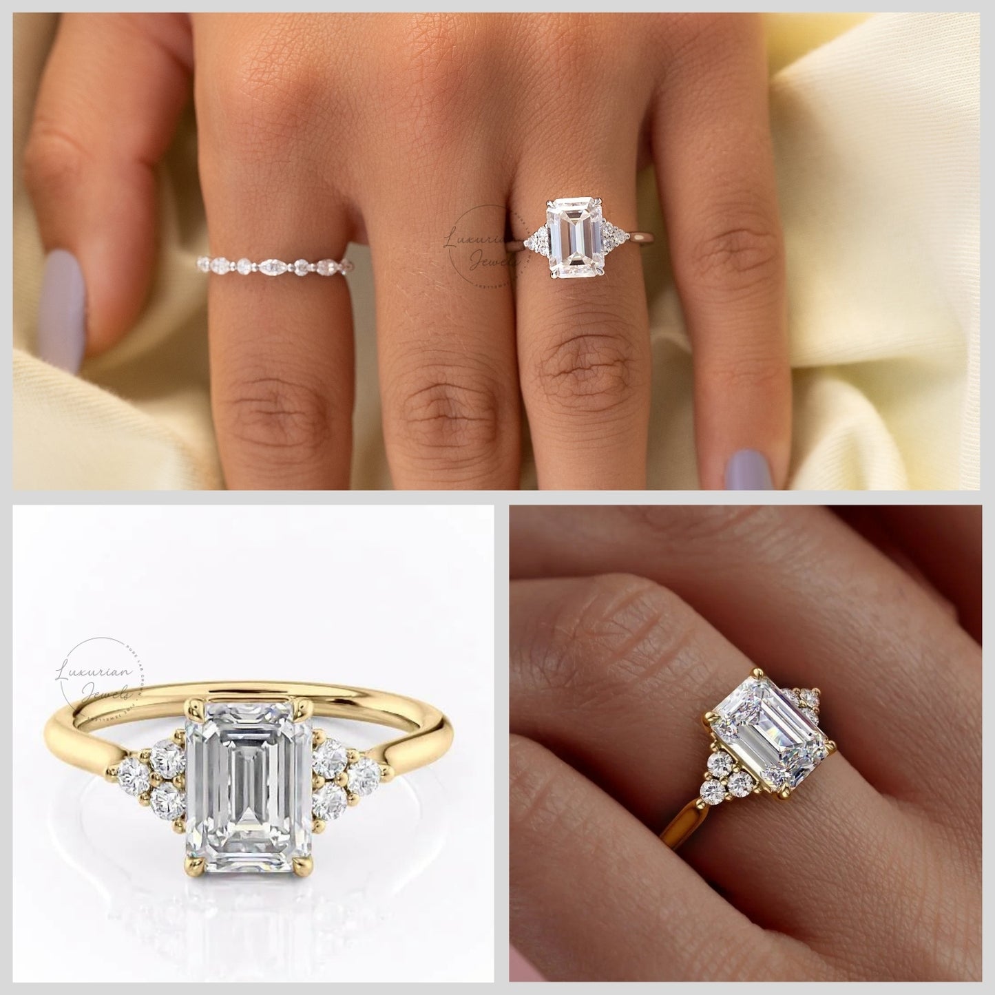 Emerald Cut Lab Grown Diamond Vintage Ring