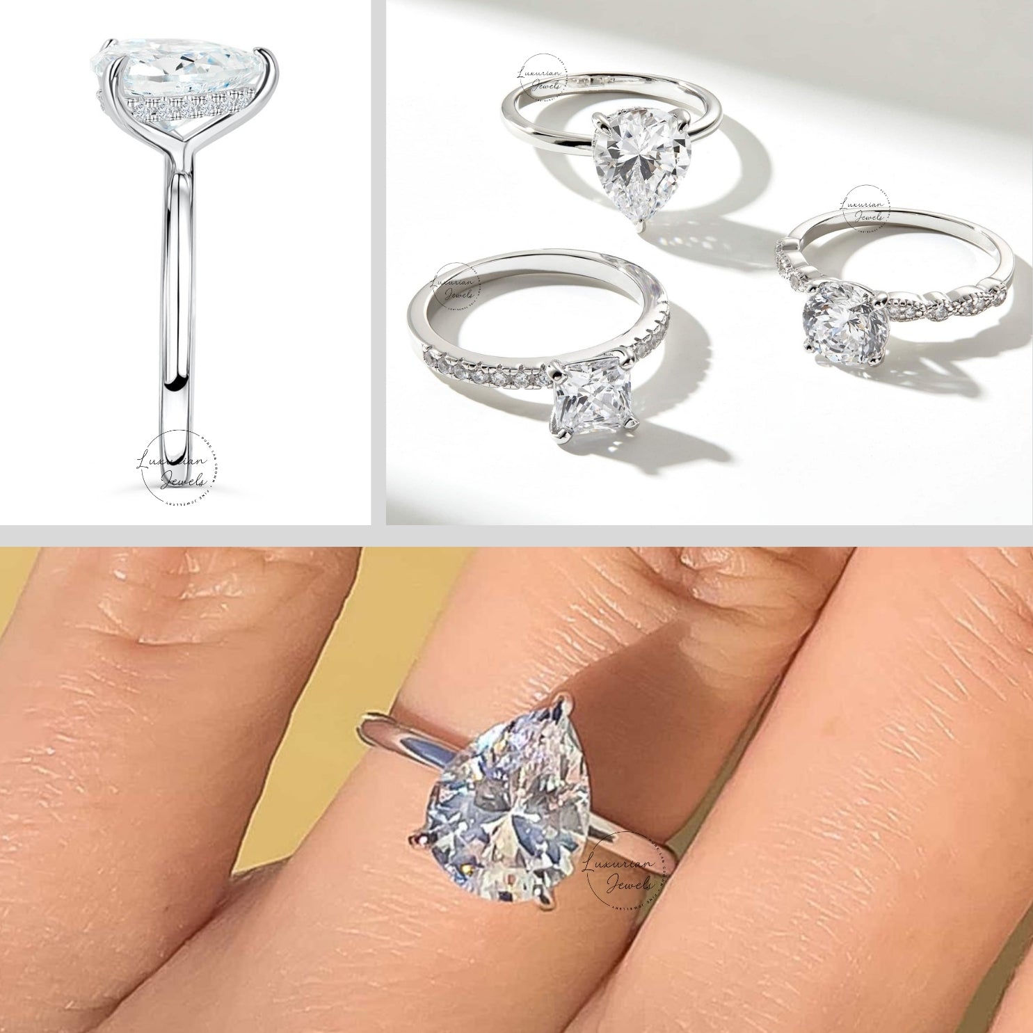 Pear Shaped Lab Grown Engagement Ring