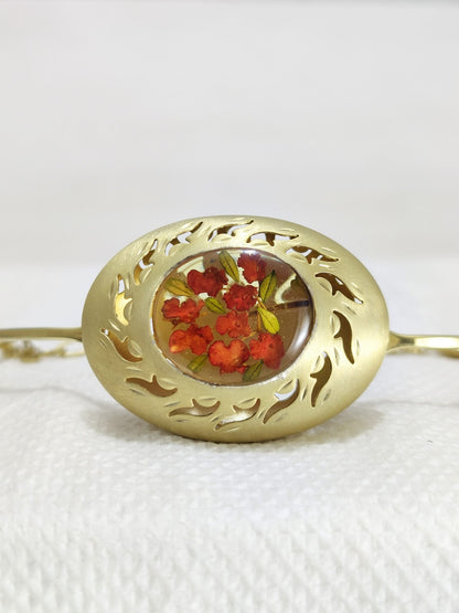 Real Red Flower Bracelet in 925 Sterling Silver