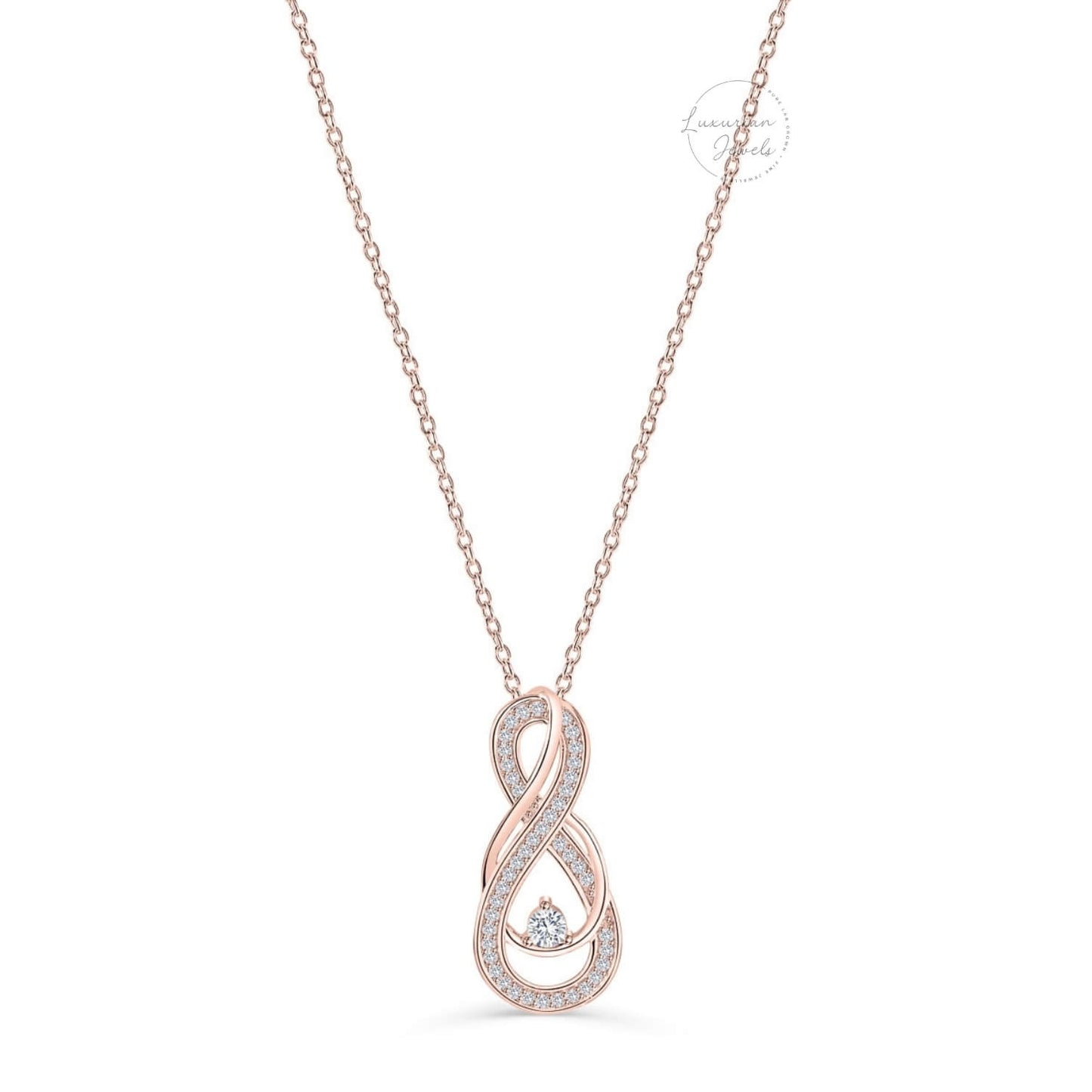 Double Infinity Round Cut Diamond Pendant