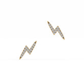 14K Gold Minimalist Lightning Studs Earrings
